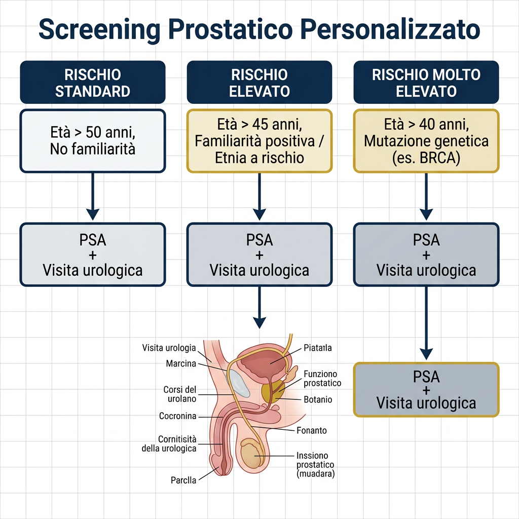 Infografica scientifica: Tumore prostatico: chi deve fare lo screening e come